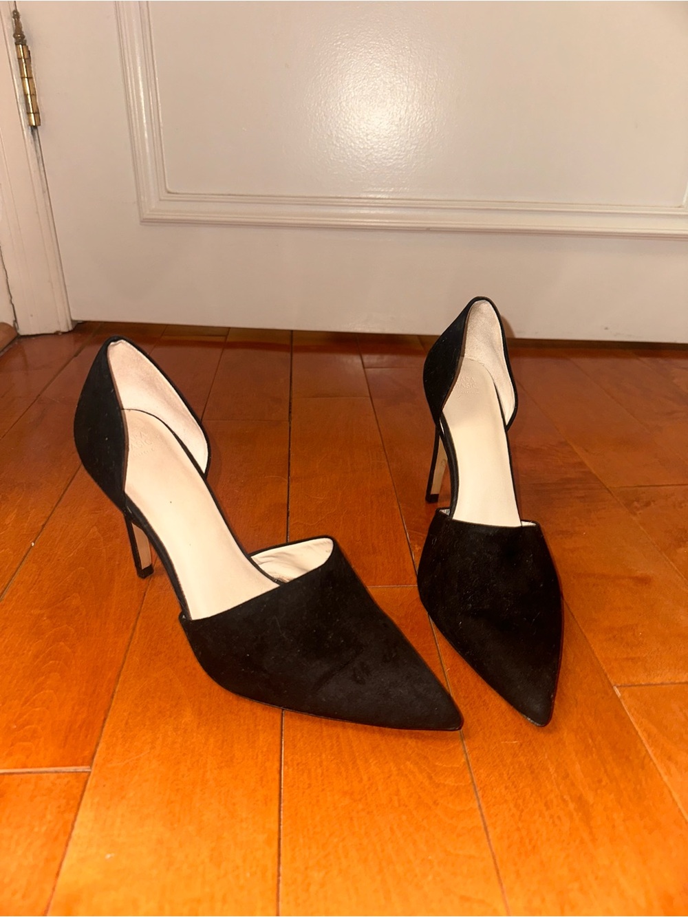Zara Black Suede Pointed D'Orsay Stiletto Heels